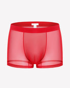 Men's mesh boxer briefs, red, breathable stretch trunk style with front panel