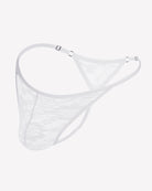 White lace low-rise thong underwear with T-back straps and floral lace