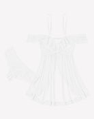 White mesh lace babydoll dress and thong set with lace cups
