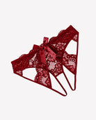 Burgundy lace cutout cheeky panty with bow back and straps