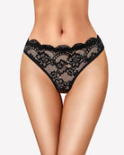 Black lace cheeky hipster panty with floral cutout design