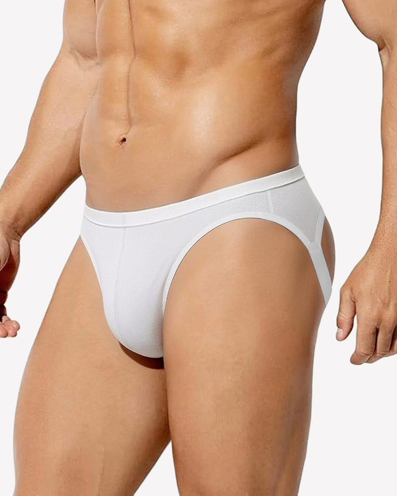 White breathable mesh jock strap thong underwear with wide elastic waistband
