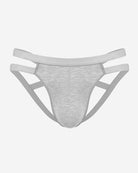 Men's thong-style jockstrap with 3D pouch, heather gray