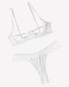 White lace underwire push-up bra and thong panty set