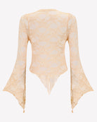 Champagne lace bolero shrug back view with flared bell sleeves