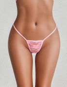 Pink lace T-back g-string thong, low-rise seamless tiny brief underwear