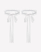 White lace Victorian choker with ruffled collar and hanging ribbon ties (pair)