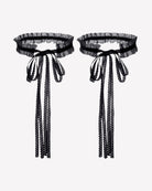Black lace Victorian choker with ruffled collar and hanging ribbon ties (pair)