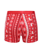 Red and white patterned tuxedo boxer briefs with white button front panel