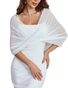 Sheer chiffon shawl wrap cape poncho, white sheer drape