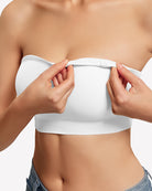 White strapless push-up bandeau bra with smooth bandeau band