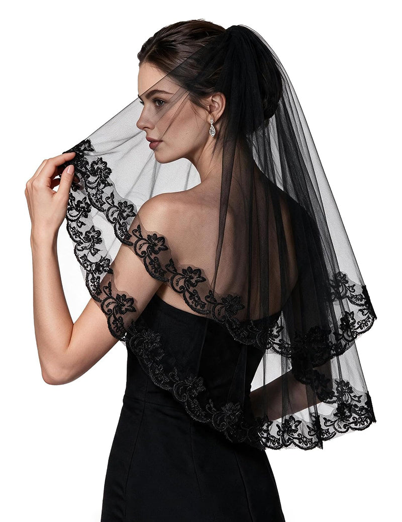 Lace Trim Bridal Tulle Wedding Veil