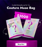 Couture Muse bag holographic pouches, three-pack with question-mark icons