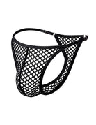 Black fishnet mesh G-string thong with adjustable side straps