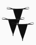 G-string thong set, black, with bow tie side straps and V-front