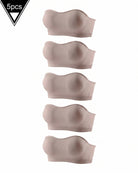 Skin-tone seamless padded strapless bandeau bra set of 5