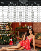 Red lace-trim babydoll nightdress with snowflake print and thin straps
