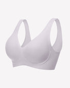 Light purple seamless V-neck bralette with full-coverage cups and smooth, seam-free design.