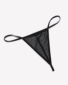 Black mesh thong with thin adjustable tie straps