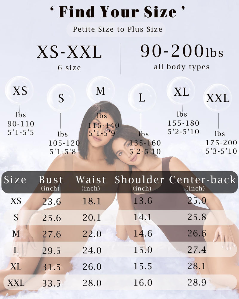 Black double-lined bodysuit shapewear on model, sleeveless square neckline, close-fitting