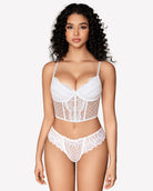 White lace cheeky thong with scalloped edges