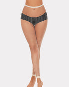 Black fishnet high-waist footless tights, diamond lattice, V gusset