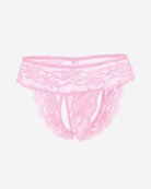 Light pink lace low rise soft hipster panties with scalloped lace edges