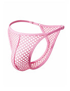 Pink fishnet mesh G-string thong with adjustable side straps