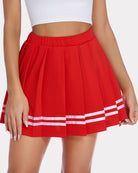 Pleated school uniform skirt in red with white striped hem band