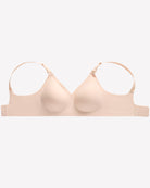 Nude wireless push-up bra with smooth molded cups and wide back band