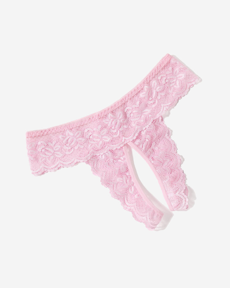 Pink lace low rise soft hipster panties with scalloped lace edges