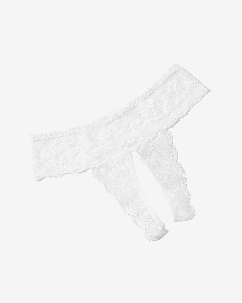 Lace low-rise soft hipsters, white floral lace, scalloped edges