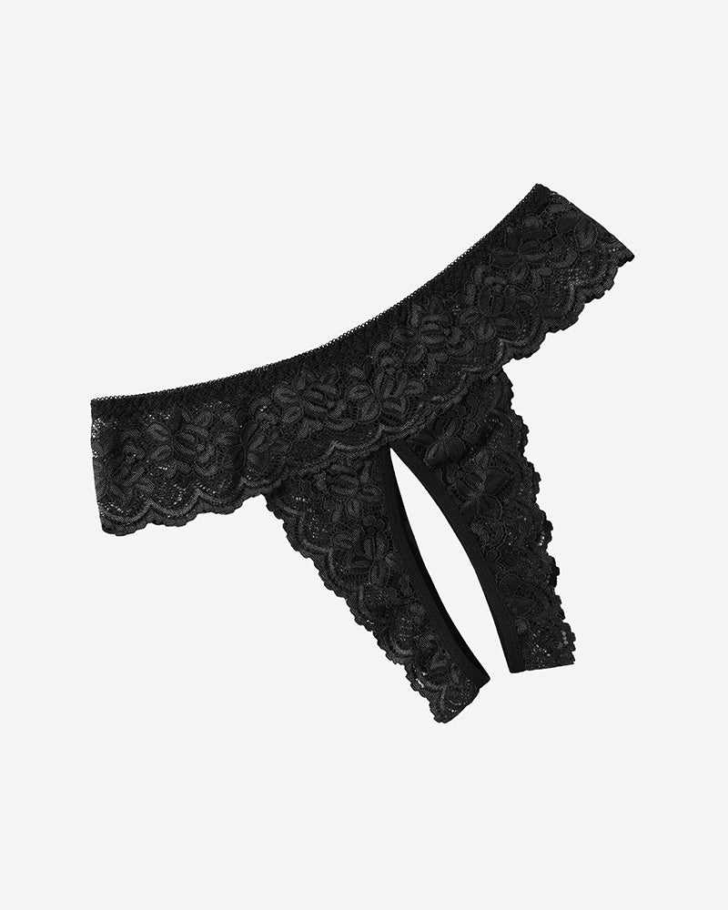 Lace low-rise soft hipsters, black floral lace, scalloped lace edges