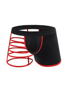 Men Semi-Sheer Cross Front Boxer Briefs - Red