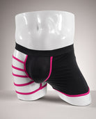 Men Semi-Sheer Cross Front Boxer Briefs - Rose Red