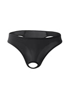 Men Ice Silk Sheer G-String Thong - Black