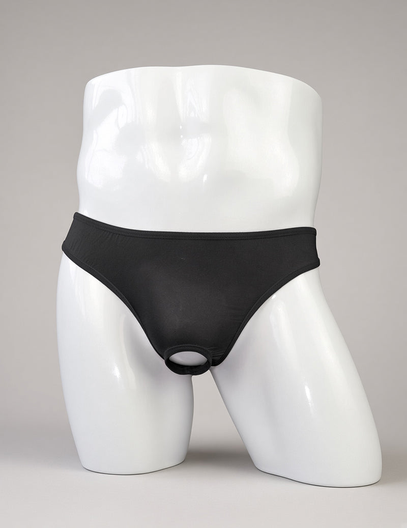 Men Ice Silk Sheer G-String Thong - Black