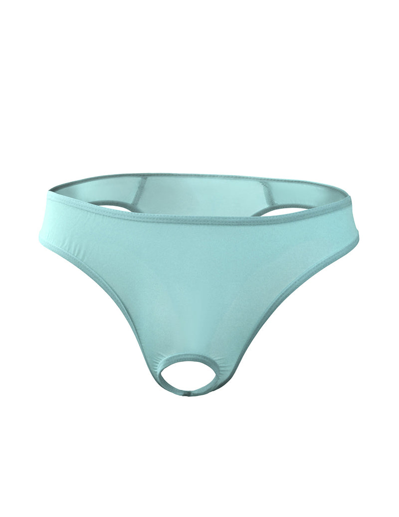 Men Ice Silk Sheer G-String Thong - Light Blue