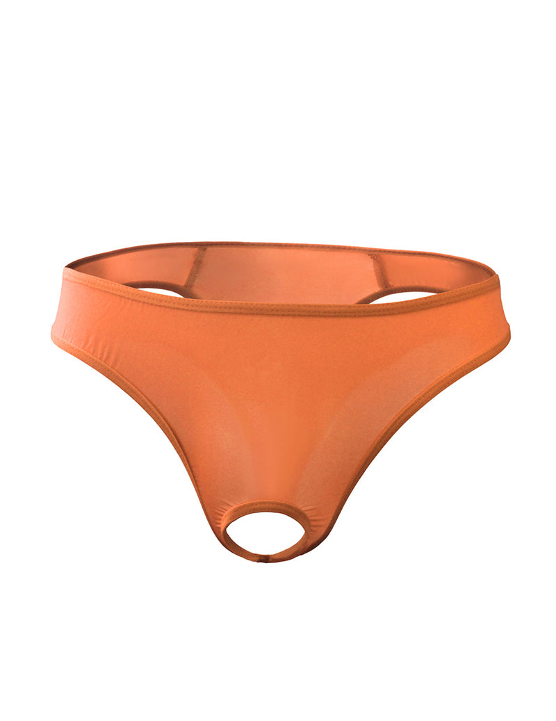 Men Ice Silk Sheer G-String Thong - Tangerine