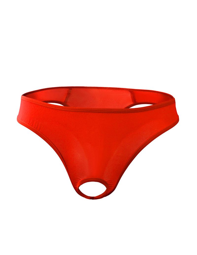 Men Ice Silk Sheer G-String Thong - Orange