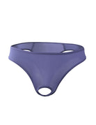 Men Ice Silk Sheer G-String Thong - Purple