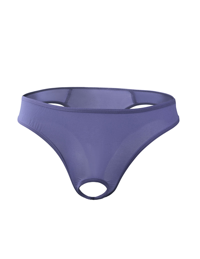 Men Ice Silk Sheer G-String Thong - Purple