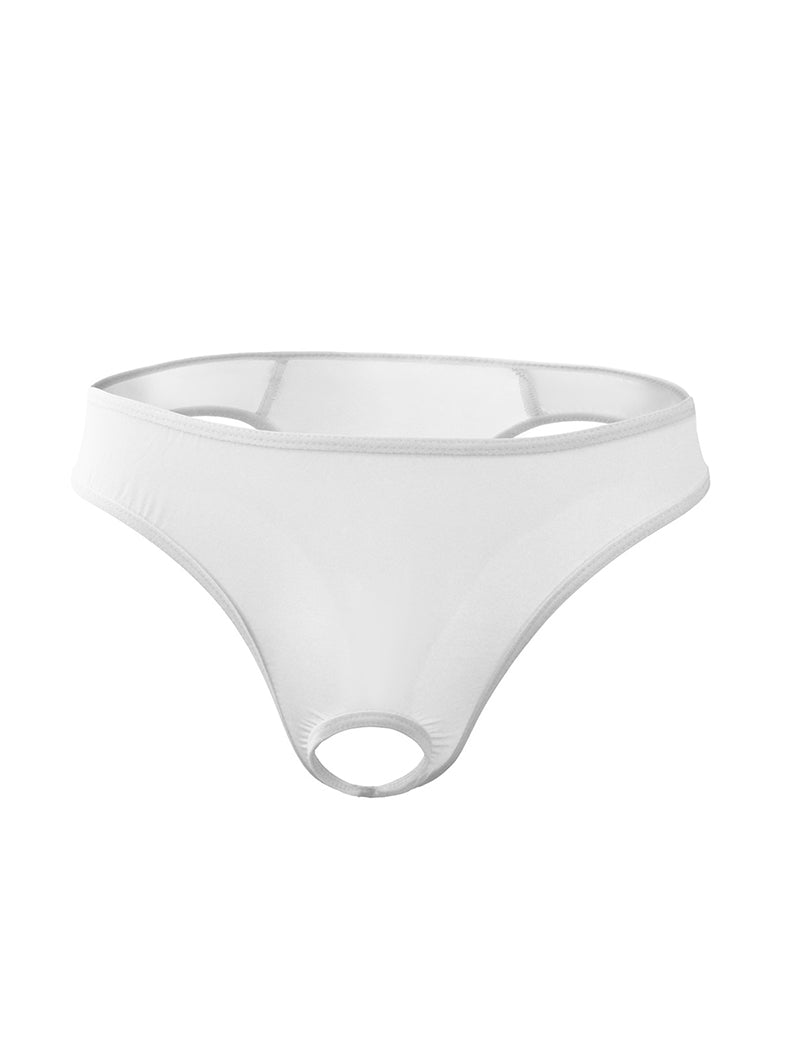 Men Ice Silk Sheer G-String Thong - White