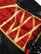 Vampire Queen Cosplay Dress with Sequin Heart Corset and Checkerboard Details - Red/Black