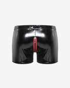 Men Glossy Zip Front Crotchless Boxer Briefs