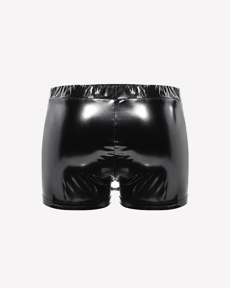 Men Glossy Keyhole Crotchless Boxer Briefs