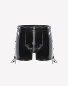 Men Glossy Lace-Up Zip Front Boxer Briefs
