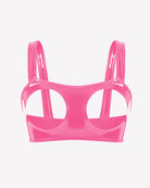 Glossy Cupless Bra with Wide Straps