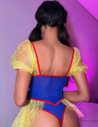 Princess Cosplay Puff Sleeve Bodysuit with Stockings