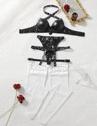 Glossy Bra Corset Cincher and Stockings Set